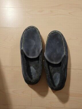 L.L.Bean Men's Wicked Good Mountain Slippers Blue Suede Size 9M